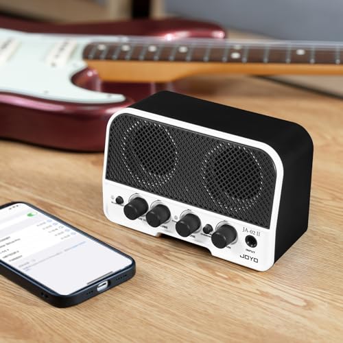 JOYO Mini Amplificador de Guitarra 5W Amplificador para Guitarra Eléctrica Pequeño Amplificador de Guitarra con Bluetooth, Canales Limpios y Sobretransmisión, Recargable, Portátil (JA-02 II Negro)