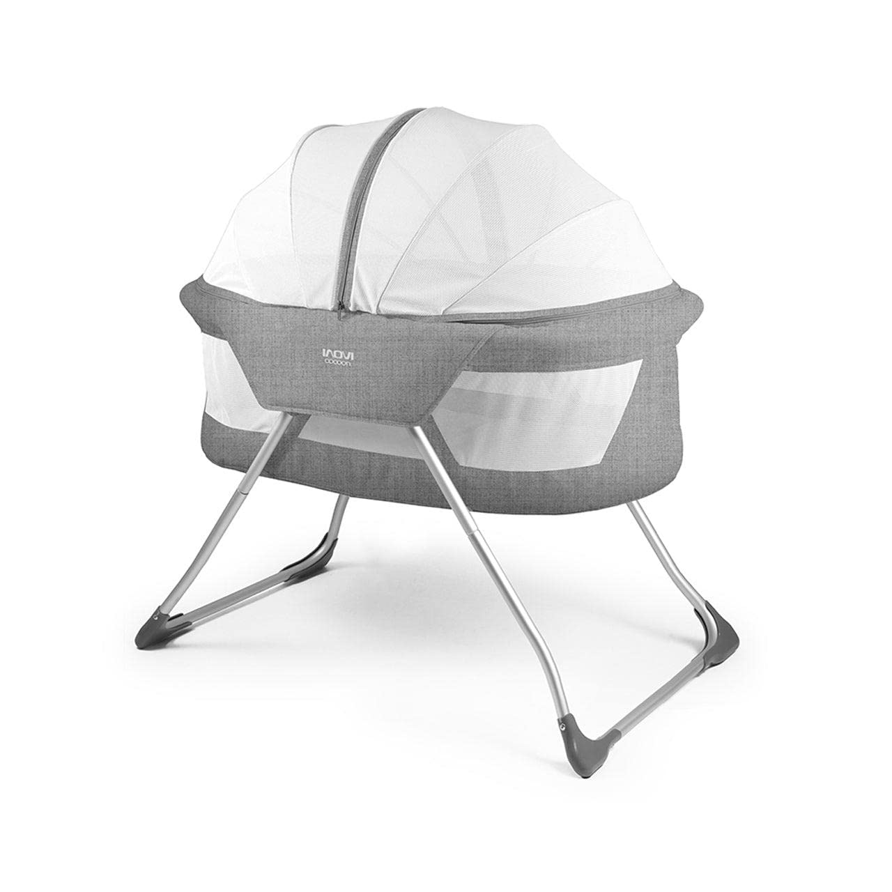 Inovi Cocoon Folding Moses Crib Travel Cot Grey