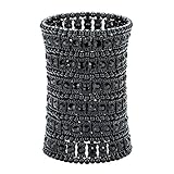 YACQ Jewelry Multilayer Stacket Crystal Wide Stretch Sleeve Cuff Bracelet for Women 6 Row