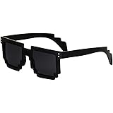 Chezi 5dpi Pixel Shape Studded Nerd Funny Square Sunglasses