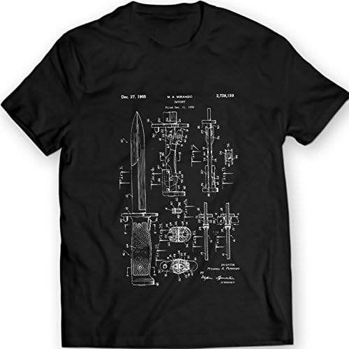 M9 Bayonet Military Knife Patent T-Shirt Mens Gift Idea (XXL, Black)