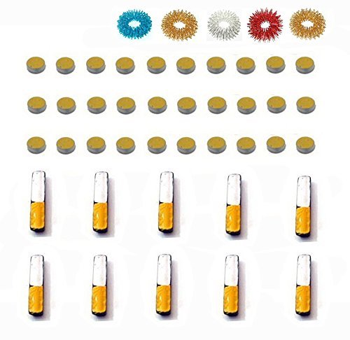 ACS/ACM Sujok Therapy Acupressure Byol Point Set of 30 + Bar Set of 10 Magnets + Finger Massager Rings Set of 5 Byol Point Magnet - 5Mm Dia, Bar Magnets L X W X H â€“ 15 X 3 X 2Mm Magnets