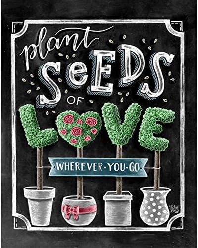 SUNBIBE💕DIY 5D Diamond Painting Kit Full Drill Painting Diamond Sticker Stitch Painting Sets New Style Blackboard Cute Newspaper Painting Novel Toys for Children,30x40cm (SEDS of Love)