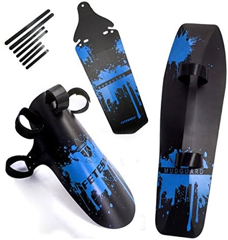 FETESNICE Bike Mudguard Rain Road Rear Saddle Bicycle Fender,Front Fork Mudguard,Front Clip-on Bicycle Downtube Fender (Blue)