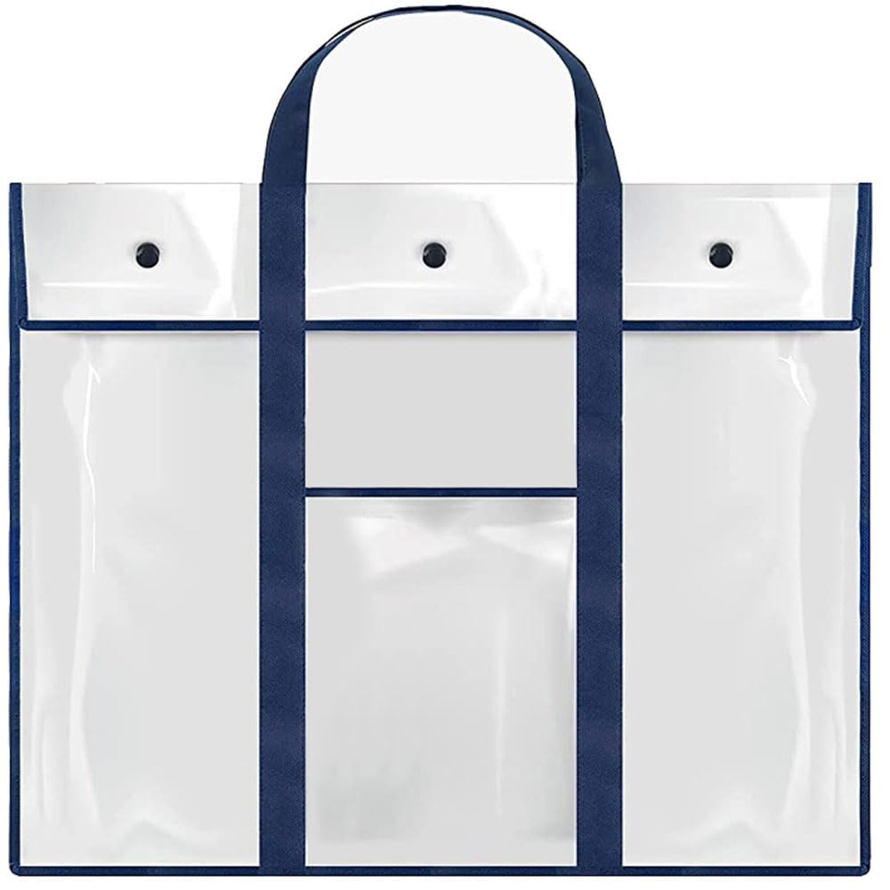 Oaygat Art A2/A3/A4 Art Portfolio Case PVC Storage Pocket Bag 25.5x31.5 Inch Large Waterproof Portfolios Artist Bag Bulletin Board Poster Artist Portfolios Carry Bag Clear Files Tote Bag with Handle