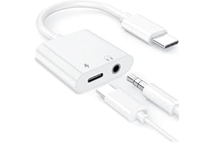 Denlane USB C to 3.5mm Audio Adapter, 2 in 1 Aux to USB C Earphone Adapter with 3.5mm Jack and Type C Charge Port, Hi-Fi Soun