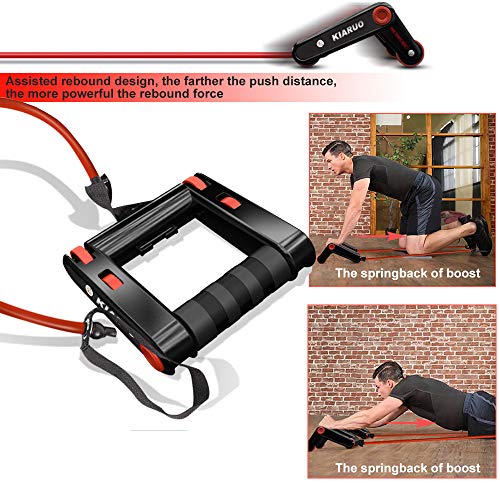 KIARUO Foldable Double AB Wheel & Push up Bars 2 in 1 Fitness Equipment with Knee Pad & Resistance Rope Portable Exercise Fitness Trainer Workout Abs Core Power for Home Gym & Traveling - Thumbnail 5