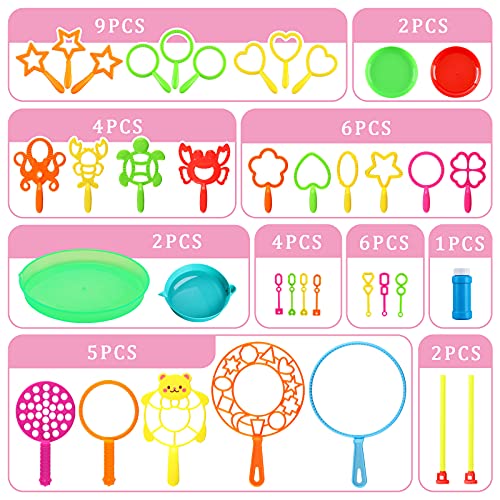 LovesTown 41 PCS Bubble Wands Set, Colorful Bubble Wands Toys Bubble Maker Wands Bubble Games for Kids Outdoor Activities