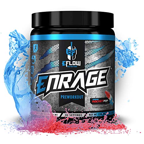 eFlow Nutrition ENRAGE Pre Workout - Energy, Focus, Pumps, and Strength - Rocket Pop (30 Servings)