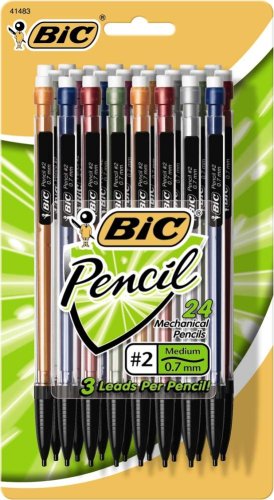 BIC Mechanical Pencil with Metallic Barrels, Medium Point (0.7 mm), 24 Pencils