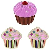 Cupcake Pierced Earrings w/ Crystal Sprinkles in Cupcake Velour Gift Box - Pink