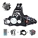 Smiling Shark 5000 Lumen Super Bright LED Headlamp, 4 Modes Waterproof Headlight, Rechargeable 18650 Batteries, Charger, Bicycle Clip for Outdoor Sports