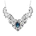 SHE LIAN Vintage Womens Crystal Prom Costume Jewelry Bib Statement Necklace 16 Inch (Blue)