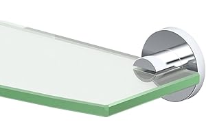 Gatco 4686 Channel Glass Shelf, Chrome/Wall Mounted 20.13" X 5.25" Curved Tempered Glass Shelf for Bathroom