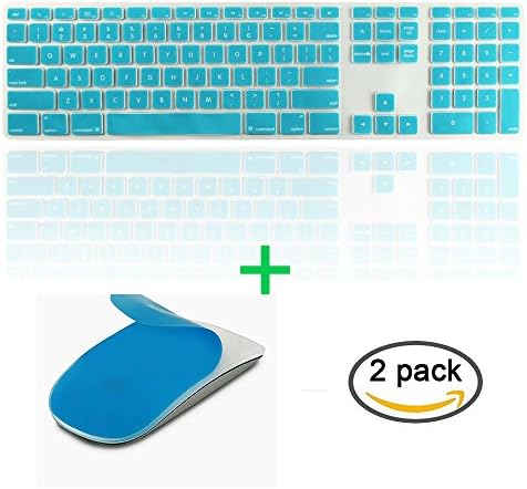 JIFF 2 in 1 Bundle - Silicone soft skin protector covers for iMac Wired USB Keyboard &amp;&amp; MAC Apple Magic Mouse (Blue)