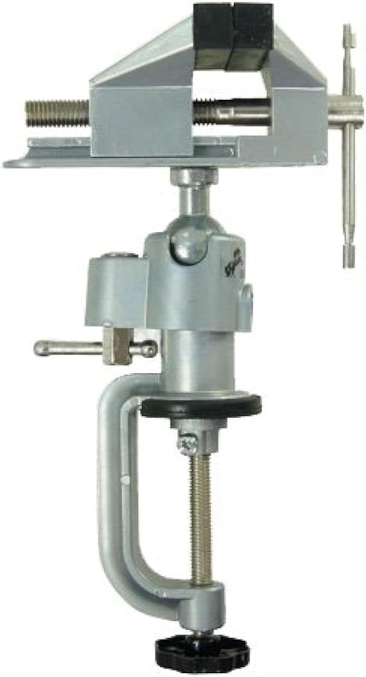 KATSU 3 Inch Aluminum Swivel Base Table Vice - Woodworking Hobby Jewelry Clamp