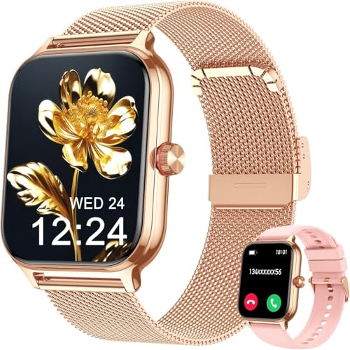LODIMEKE Smartwatch Men Women Phone Function Blood Pressure Heart Rate Sleep 1.96 Inch AI Fitness Watch 100+ Sports Modes, IP67 Waterproof Pedometer Alarm Clock Calculator Business Card iOS Android