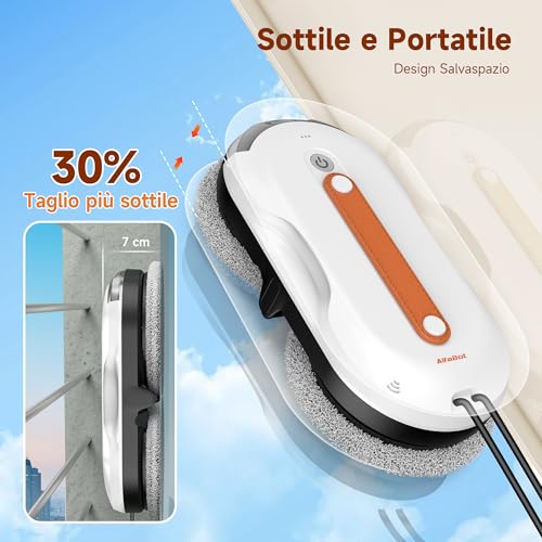 AlfaBot X7 Pro - Automatic Window Cleaner Robot with Bilateral Spraying • Smart Navigation • Extra Large Tank • Ideal for Glass, Tiles and Smooth Surfaces