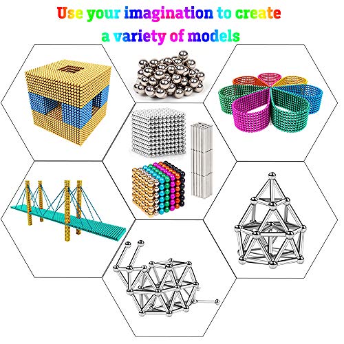 Magnetic Beads Magnetic Building Blocks 483PCS(7 Colors) Magnets Sculpture Building Blocks Toy for Kids for Intelligence Learning Development and Creative Educational Toy Office Toy & Stress Relief