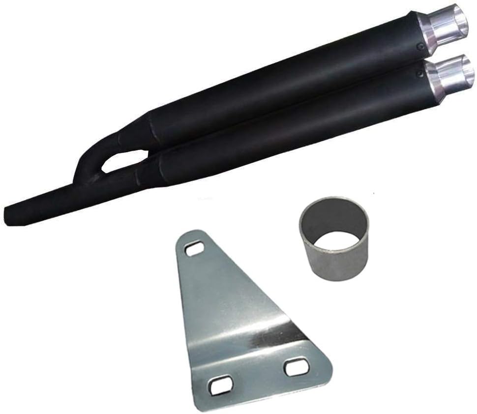 Trustway SIL146 Bike Double Barrel Exhaust Silencer Dual/Double Pipe Barrel Glasswool/Filter Silencer Black End Chrome With Zed Clamp Bush For Royal Enfield Thunderbird 350 Model 1