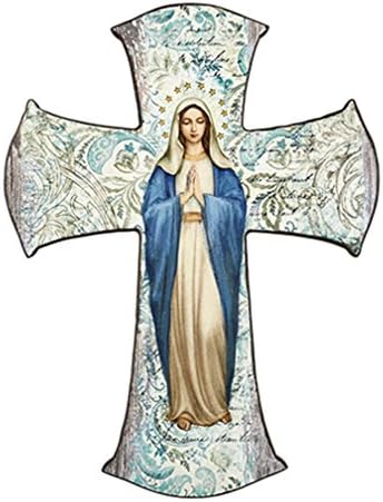Marca Sevelli Religious Our Lady of Grace Wooden Wall Cross Decor, 10 Inch