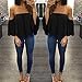 DaySeventh Women Fashion Pullover Tops Off Shoulder Casual Jeans Blouse (S, Black)