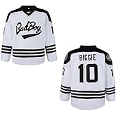Men's #10 Smalls Bad Boy Jersey 90S Hip Hop Long Sleeve Black White Hockey Jerseys Stitched