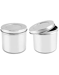 QWORK Stainless Steel Ointment Jar with Lid, 2 Pack