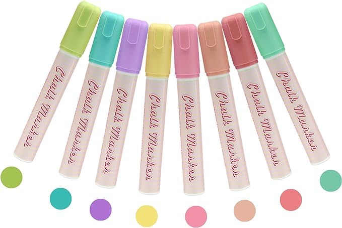 SMOOTHERPRO Liquid Chalk Marker Pen | Highlight Blackboard Markers Bold | 8 Macaron Colors | Erasable Chalk Pens | for Drawing Chalkboard and Window (CMP8MCR)