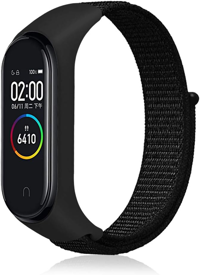 XIHAMA Strap for Xiaomi mi band 4 / mi band 3, Nylon Fabric Replacement Band Fitness Wristband Bracelet (black)