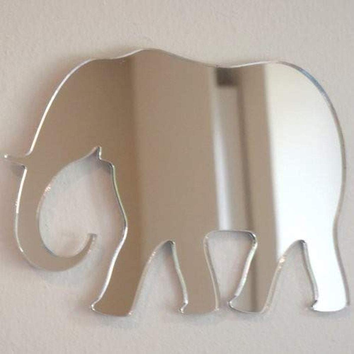 Super Cool Creations Elephant Mirrors 5cm x 4cm Shatterproof Acrylic 3mm Mirror with Adhesive Fixers (10 in Pack)