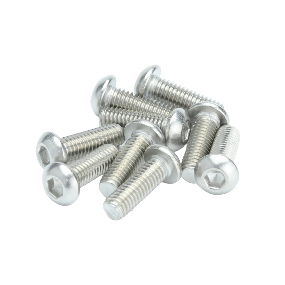 M6 (6mm x 18mm) Hex Socket Button Head Screws - A2 Grade Stainless Steel (Pack of 20)