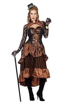 Steampunk Victoria Damen Kostüm Kleid Burning Man viktorianisch Industrial, Größe:36
