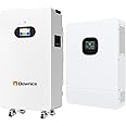 16kwh 51.2V 314Ah Wall-Mounted Power Home Battery Backup Solar Storage Lithium Solar LiFePO4 Battery+10KW Off-Grid Inverter for Home Use, Emergency, Camping, RV