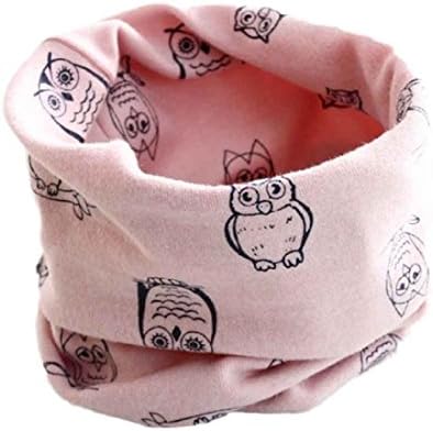 OVERMAL Baby Owl Print Collar Cotton O Ring Neck Scarves (Pink)