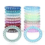 18 Pcs Spiral Hair Ties, Plastic Hair Ties Spiral No Crease and Colorful Phone Cord Hair Tie, Traceless Spiral Hair Ties for Women and Girls