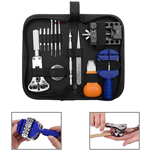 FOLOTE 13 Pieces Watch Repair Tool Kit Set, Watch Remover Holder Pins Opener Strap Remover Spring Bars with Portable Carry Bag
