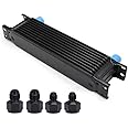 HTRACING 10 Row AN10 10AN Transmission Oil Cooler Kit Stacked Plate With 6AN 8AN Adapter Universal Engine Transmission British Radiator Oil Cooler Condenser Aluminium Alloy Black