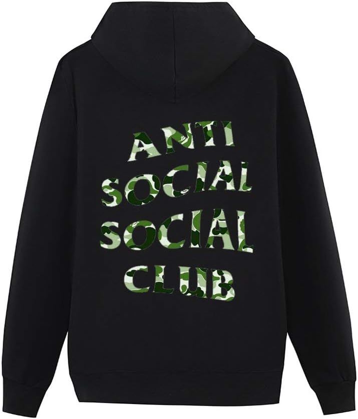 Fostudork Anti Social Social Club Hoodie Men's Women's Unisex Fleece Pullover Sweatshirt Print Hoodie