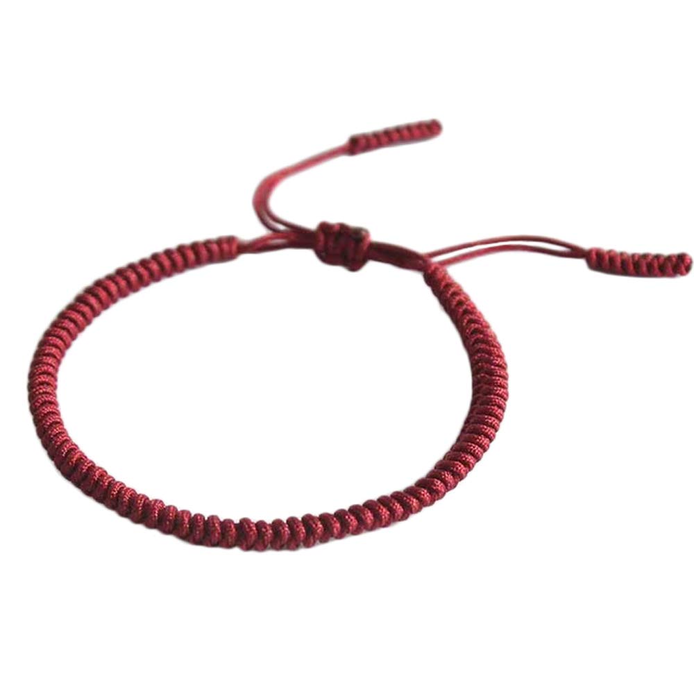 MENGLINA Men Women Chinese Lucky Red String Bracelet Tibetan Buddhist Prayer Handmade Yoga Prayer Rope Mala Bracelet Adjustable Size, 17cm-21cm, Cotton Rope