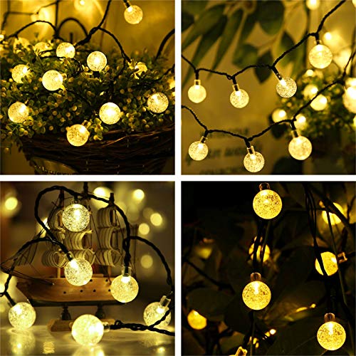 Solar Globe String Lights, 2Pack 30LED Waterproof Outdoor String