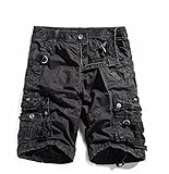 Keybur Cotton Twill Army Cargo Multi-Pocket Shorts Outdoor Wear Lightweight (36, Charcoal Grey)