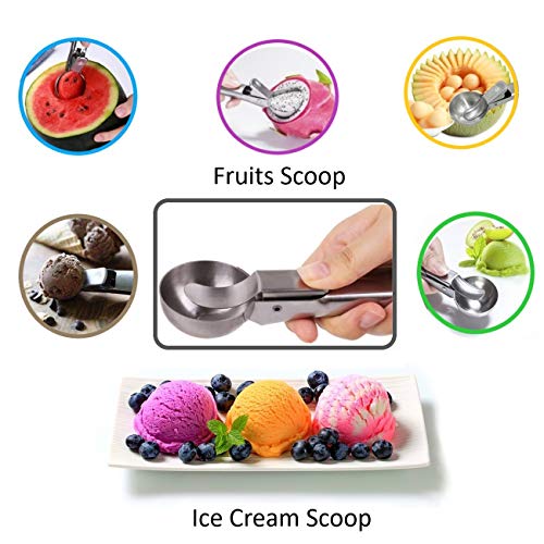 Tyzine Solid Stainless Steel Ice Cream Scoop, Fruits Scoop, with Trigger, Stainless Steel,Easy to Use,Convenient, Fast and Durable.