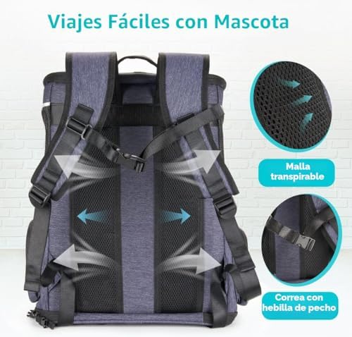 Mochila para Gatos e Cães Pequenos, 7 kg, Dobrável com Trela de Segurança Interior e Carapaça