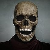 PRAABDC Halloween Skull Mask with Moving Jaw, Latex Human Skeleton Mask for Party Cosplay Props
