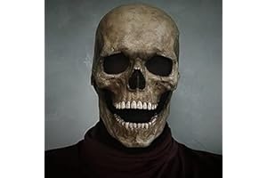 PRAABDC Halloween Skull Mask with Moving Jaw, Latex Human Skeleton Mask for Party Cosplay Props