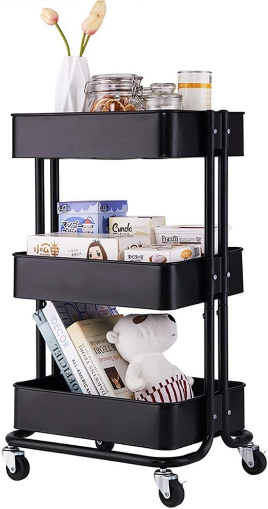 onEveryBaby 3-Tier Home Kitchen Storage Utility cart-Black