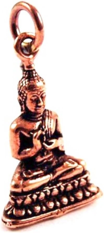 Eastern Connections Small (20mm) Pure Bronze Tibetan Buddha Pendant Charm WITH LEATHER NECKLACE & GIFT BOX