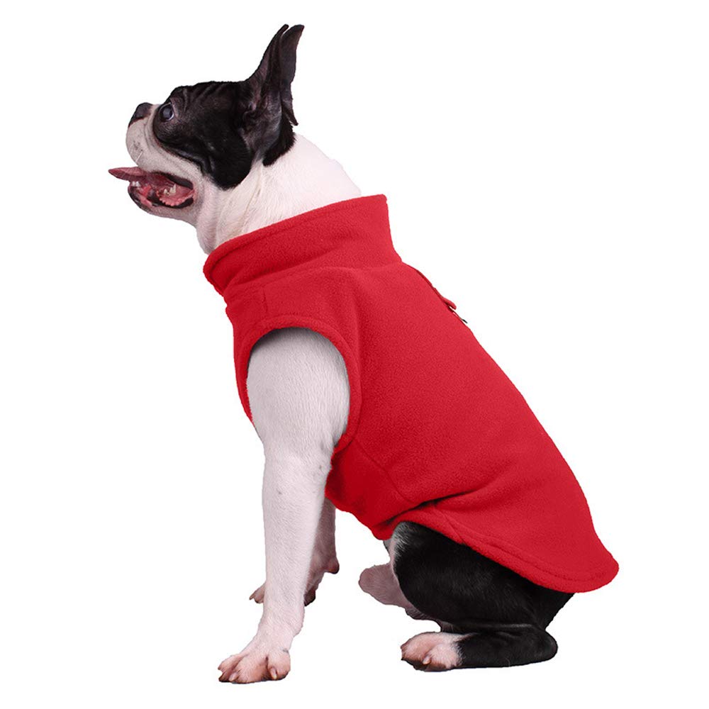 Pet Clothes, Dog Cold Weather Coat Warm Dog Jumpers Soft Fleece Vest Jacket with Leash Ring Costume for Puppy Small Dogs (L-Red)