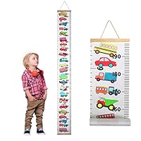 Familamb Kids Growth Chart Wall Ruler Wood Frame Fabric Canvas Height Measurement Ruler for Boys, Girls, Toddlers Great for Nurseries, Kids Room, Wall Decor Colorful Car